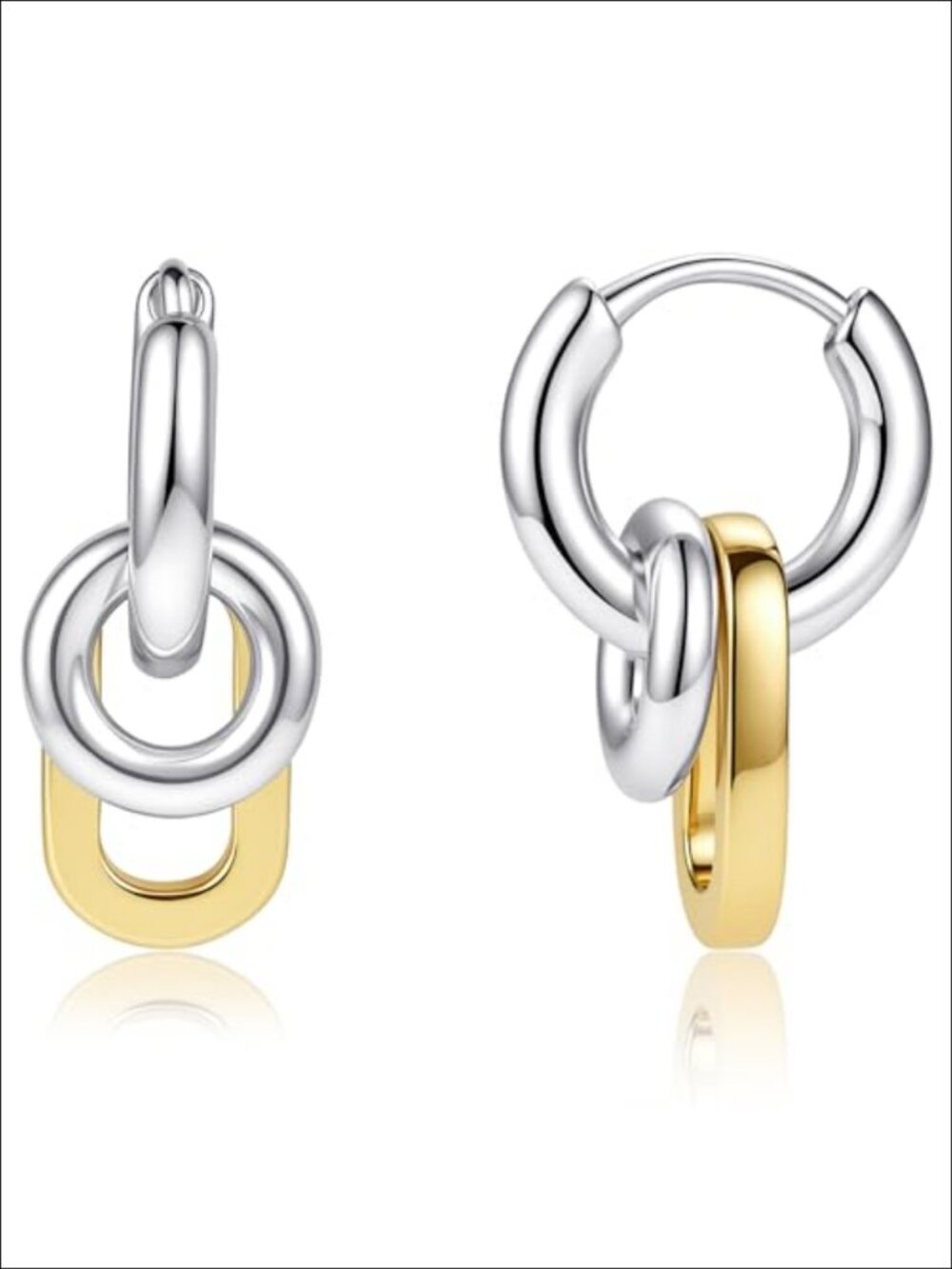 Small Sterling Silver Hoop Earrings Huggies Two-Tone Dangle Women